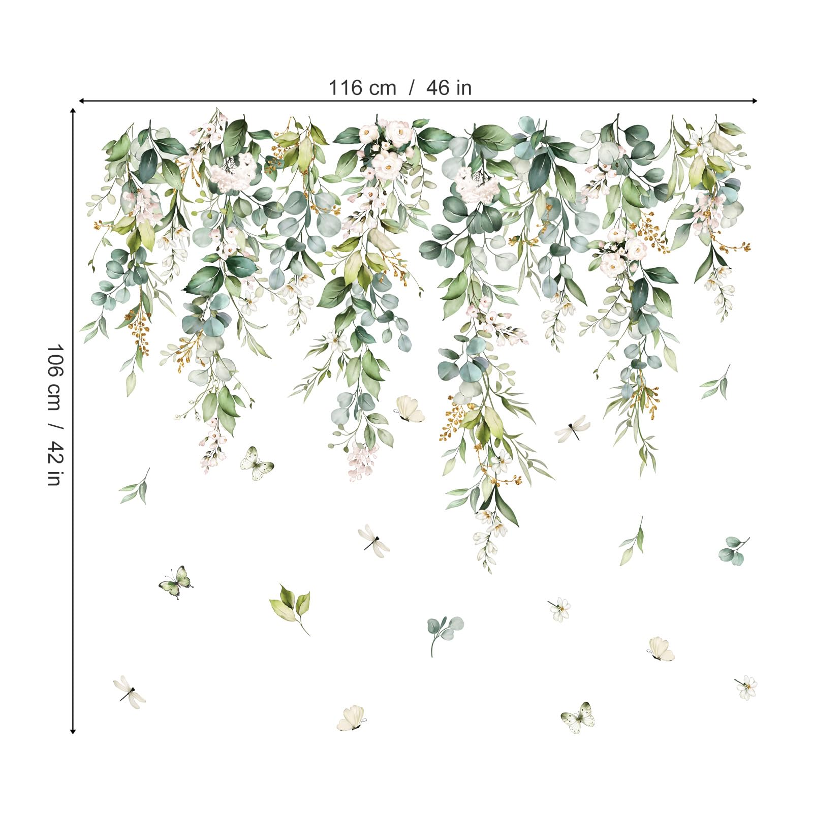 wondever Pegatinas de Pared Hojas Verde Tropicales Adhesivos Pared Decorativos Plantas Colgantes Flores Vinilos Pared para Dormitorio Salón