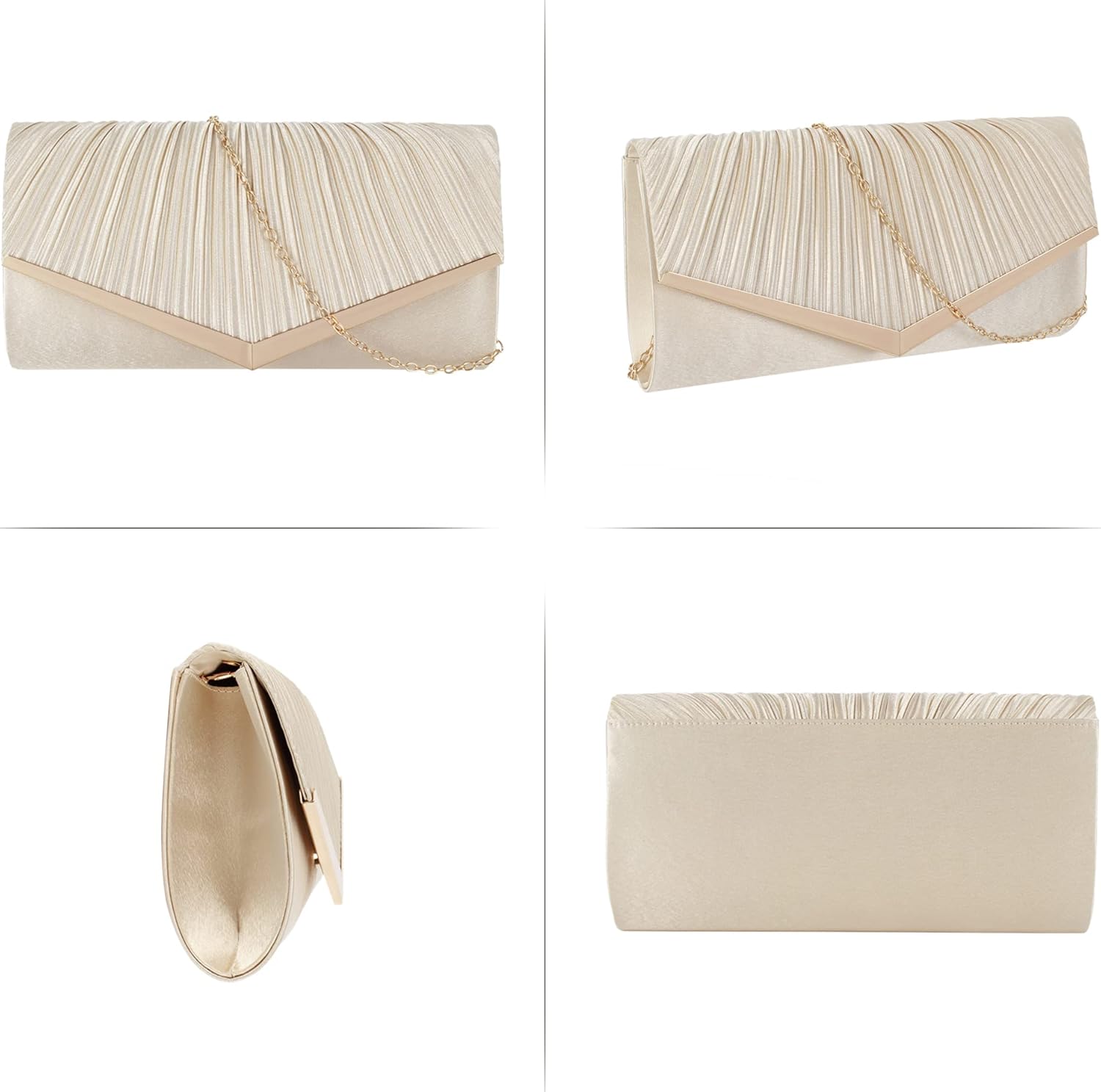 Queena Womens Shiny Glitter Evening Clutch Envelope Handbag Chain Purse for Wedding Party Prom Gift for Mom Wife Girlfriend,6899 Apricot - Image 5