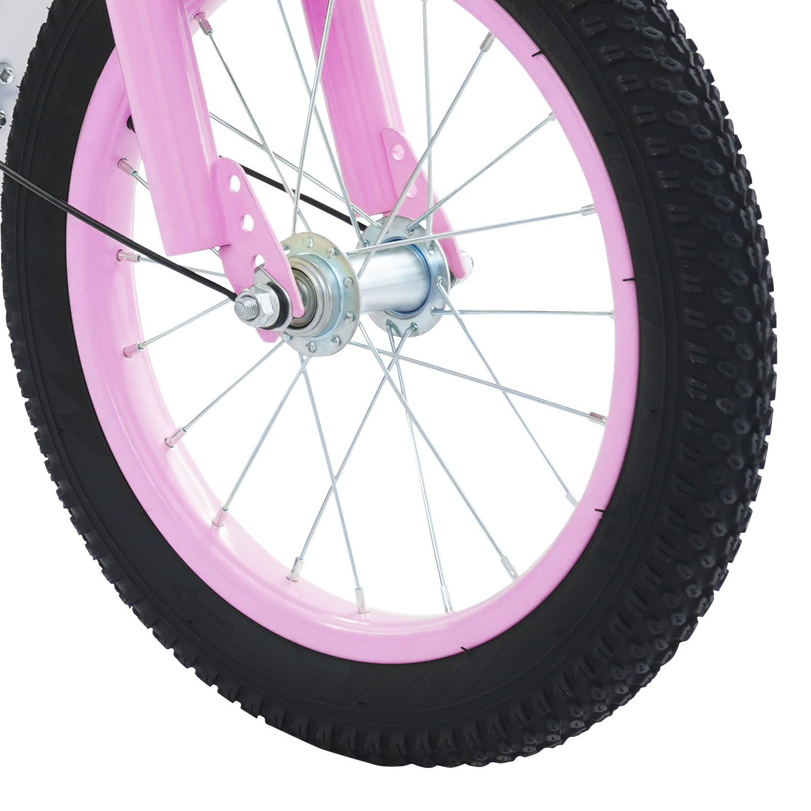 Vélo enfant 14 pouces réglable en hauteur BMX Freestyle pour garçons et filles à partir de 3 à 6 ans avec roues stabilisatrices, siège arrière et panier