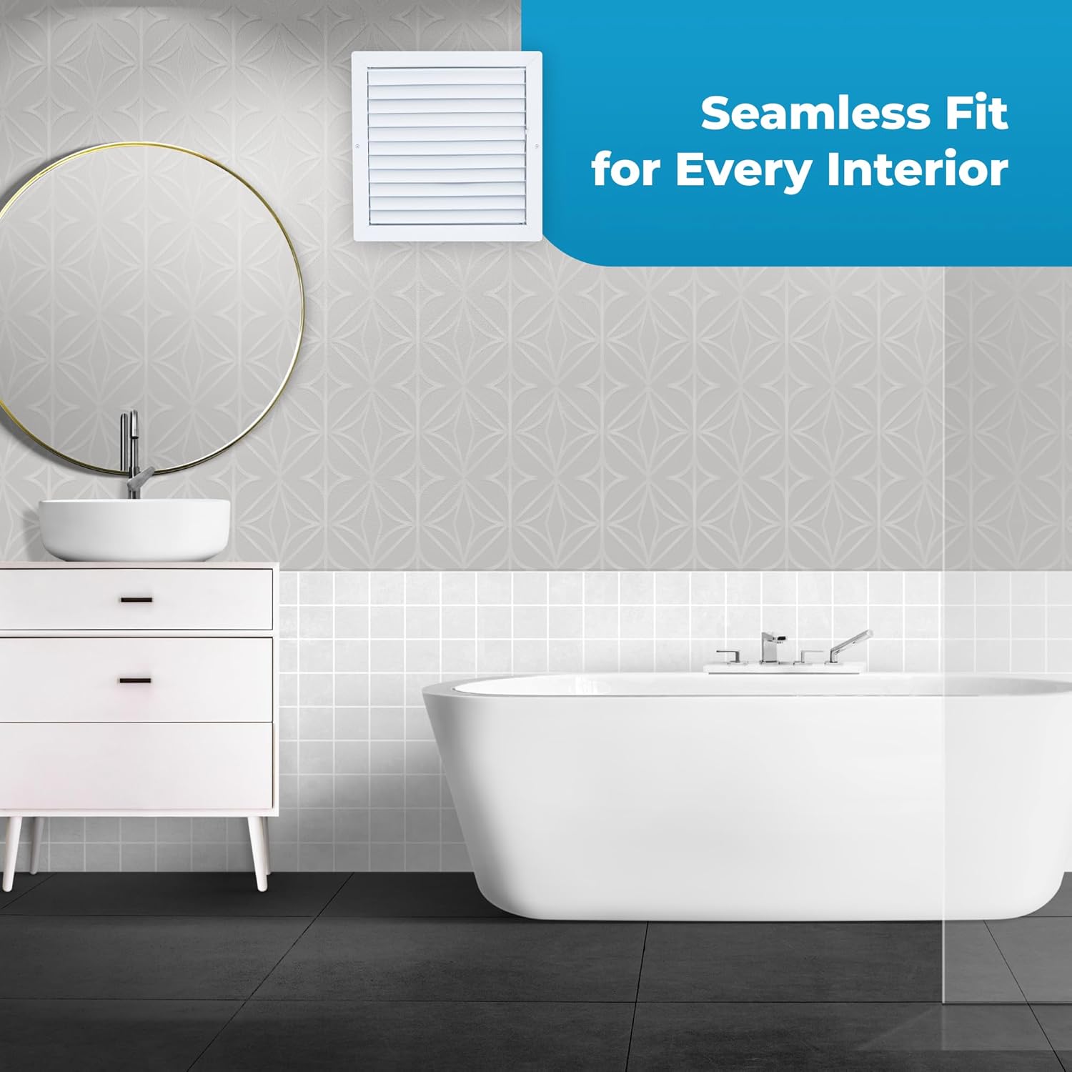 Aluminum 12 x 12 in (Duct Opening) 1-Way Air Duct Register Vent Cover for Ceiling and Wall - Modern HVAC Louver Vent Cover Adjustable Durable Rustproof Wall Grille – Overall Size 13-5/8 x 13-5/8 Inch