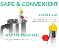 Vista 2 de VVIVID Termómetro de cera para hacer velas/jabón, dulces y freír, con clip de seguridad ajustable