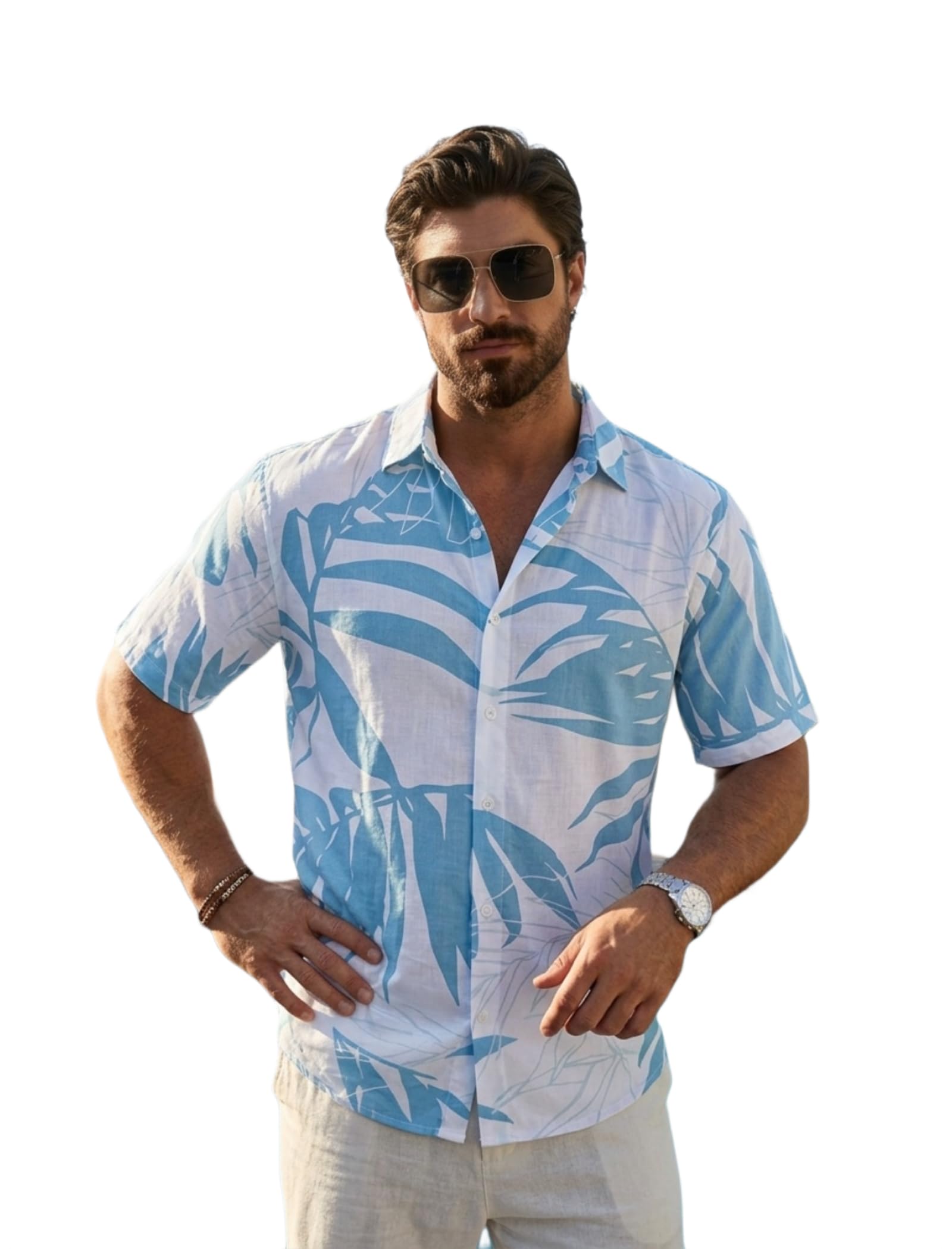 Men's Cotton Blend Abstract Print Shirt with Spread Collared Half Sleeves Standard Length and Button Down Closure Type | Shirt for Man-image-30