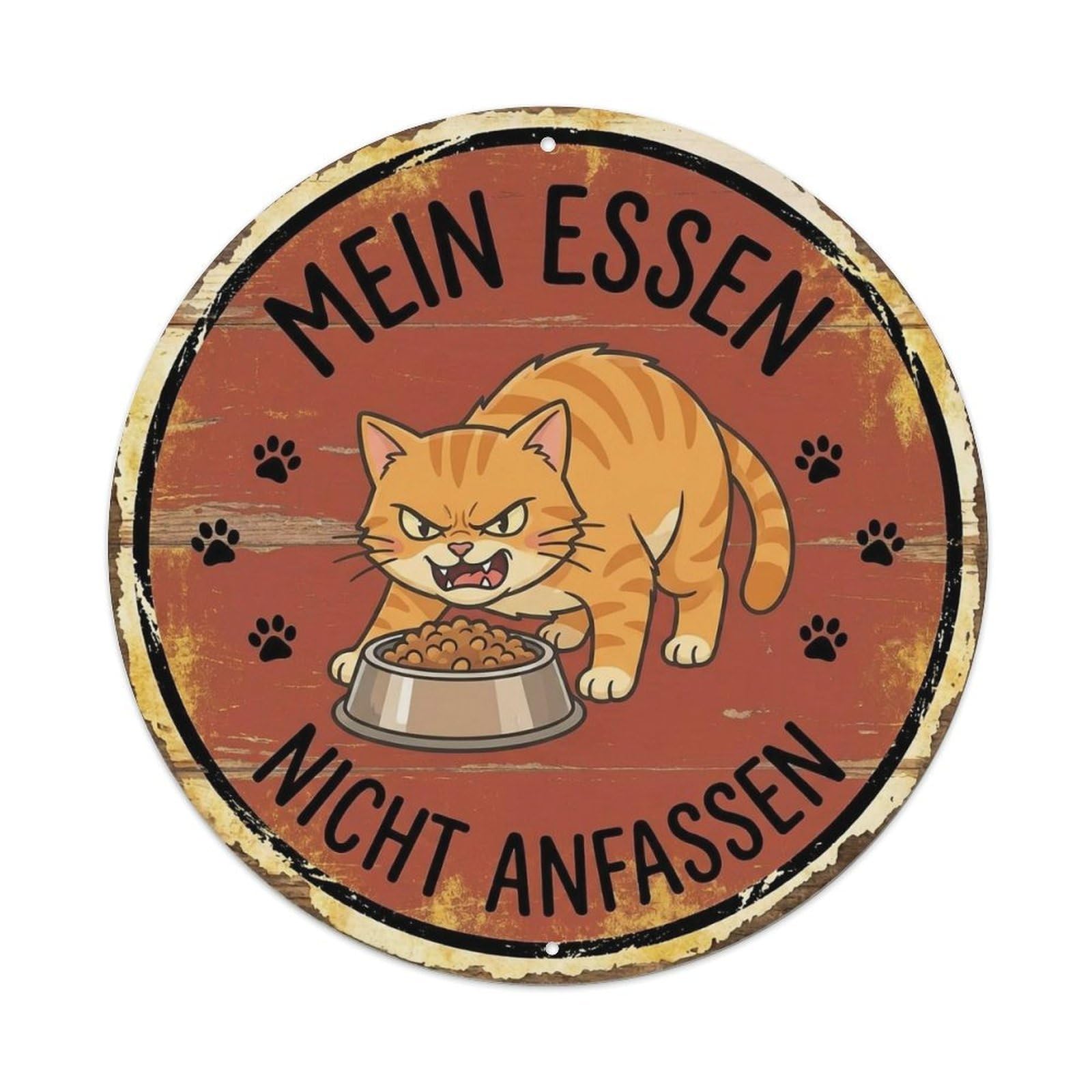 Cat Food Guardian Round Wall Hanging Metal Tin Sign
