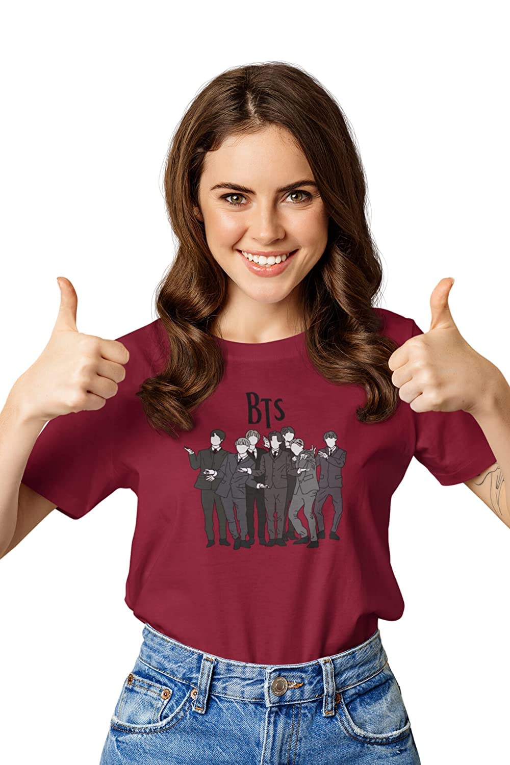 Broke Memers BTS Squad K-Pop Half Sleeve Meme Print Unisex Regular Fit T-Shirt for Men and Women