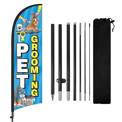 Pet Grooming Advertising Swooper Flag Banners, Pet Grooming Feather Flags