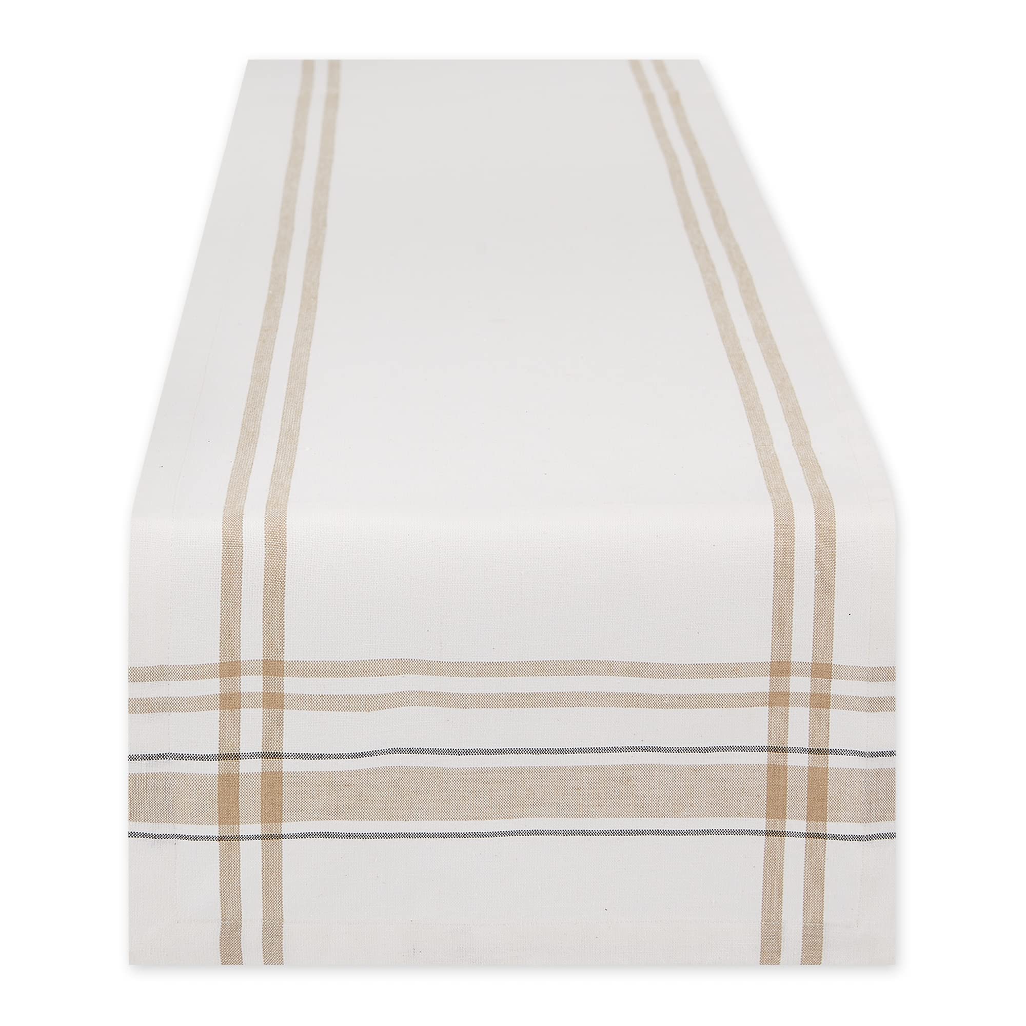 Dii White Chambray French Stripe Dining Table Collection Farmhouse Style Table Runner, 14X72 Inches,