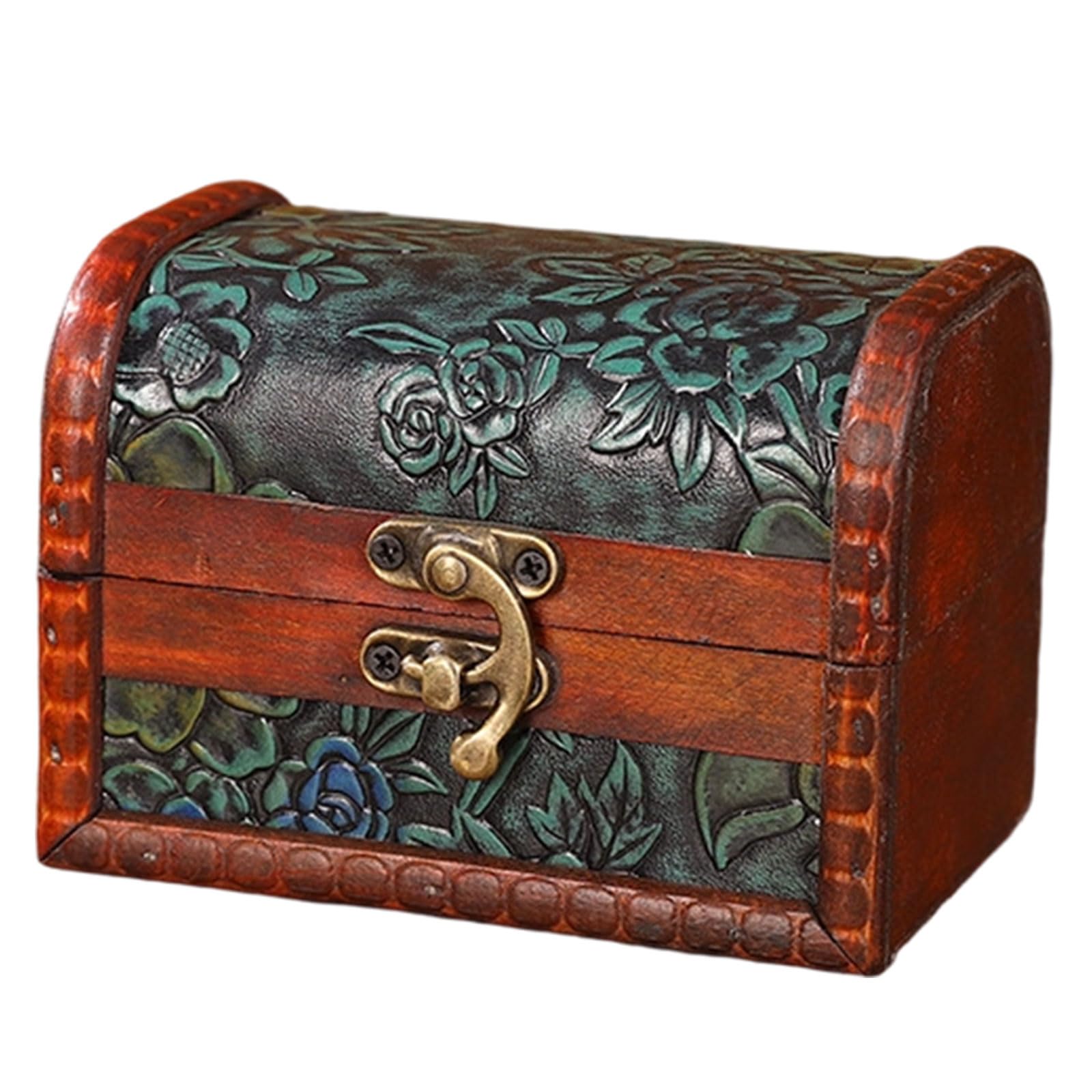HDOYTXXM European Wood Storage Chest Featuring Metal for Secure Storage of Valuables and Decorative Home Accent Decorative Box