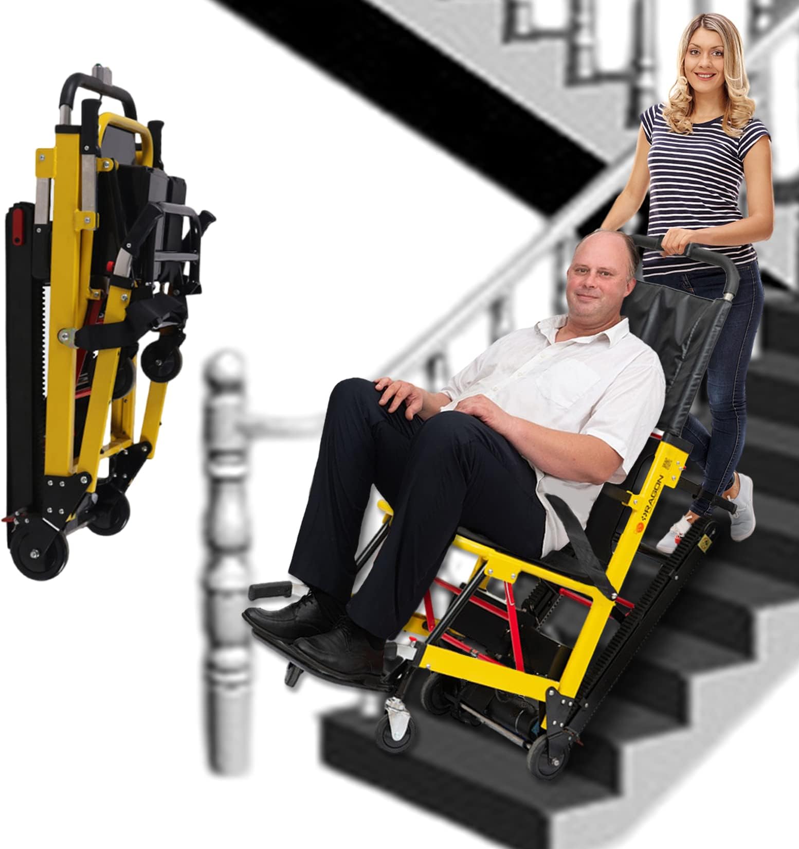 Electric Climbing Stair Wheelchair Foldable Automatic Electric Wheelchair Stair Lift for Up and Down Stairs, Ideal for the Disabled and Elderly