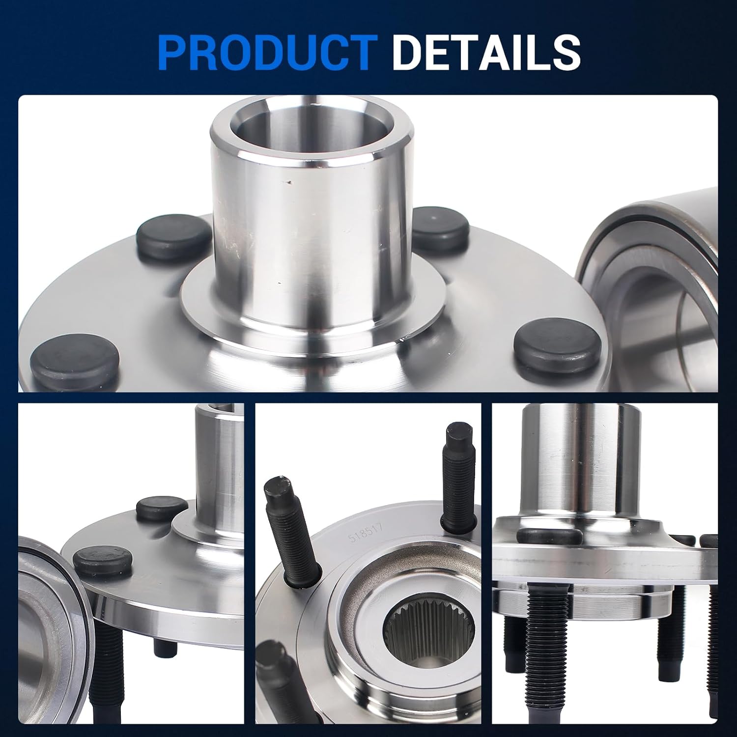 Autoround 518517 Pair Front Wheel Hub Assembly Replacement for Ford Edge 2007 2008 2009 2010, Lincoln MKX 07-10 5 Lugs Non-ABS