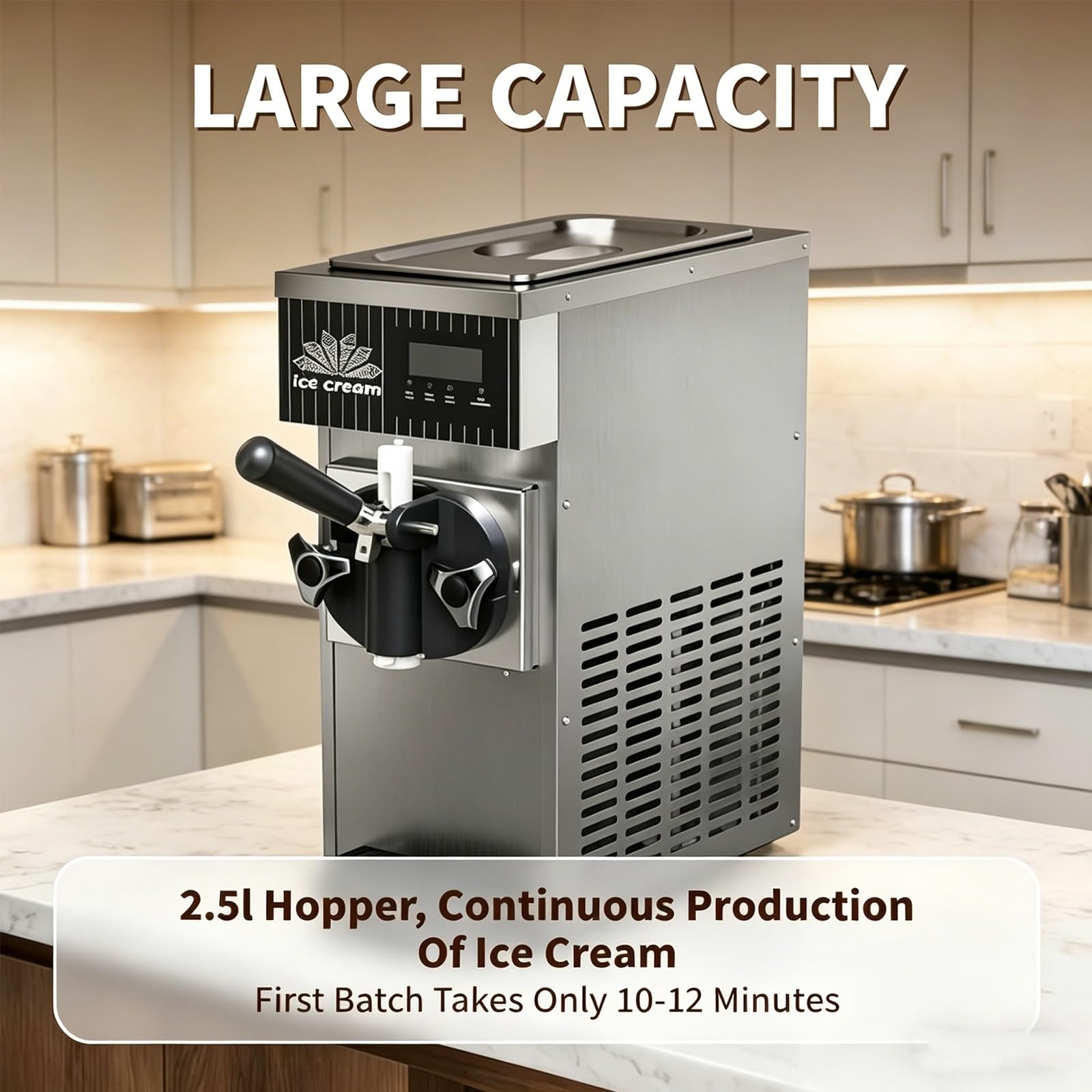 Machine Glace Italienne Professionnel 450w, Sorbetière Comptoir Grande Capacité Trémie 2.5l Compresseur Performant Congélation Rapide 10min Production 80-100 Glaces/H Restaurat Rapide(Purple)