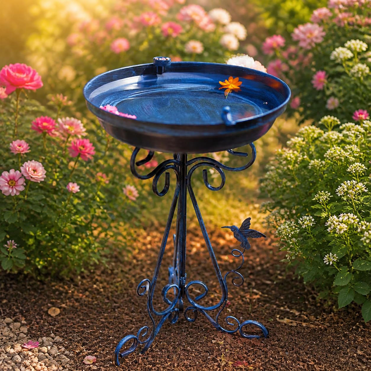 Metall Vogelbad Eisen Vogeltränke Metall Schale Klassische Struktur Strapazierfähiges Material für Garten Balkon Terrasse Outdoor