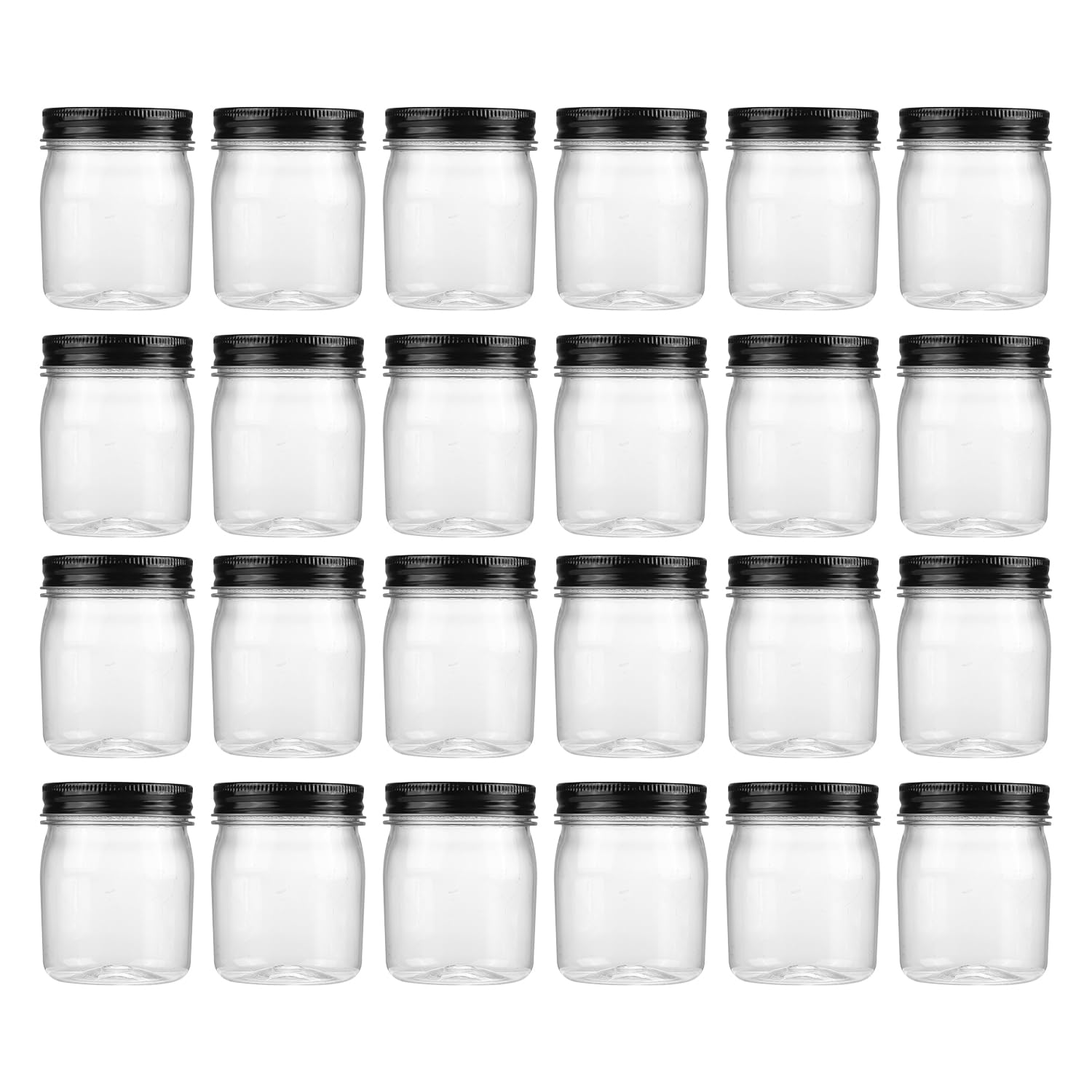 novelinks 8 oz Plastic Mason Jars and Clear Plastic Jars with Lids 8 oz