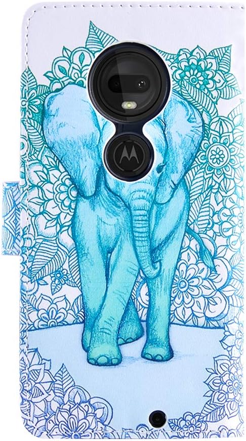 UrSpeedtekLive Moto G7, Moto G7 Plus Case, Premium PU Leather Wristlet Flip Wallet Case Cover with Card Slots & Stand for Motorola Moto G7/G7 Plus 6.2 inch - Elephant