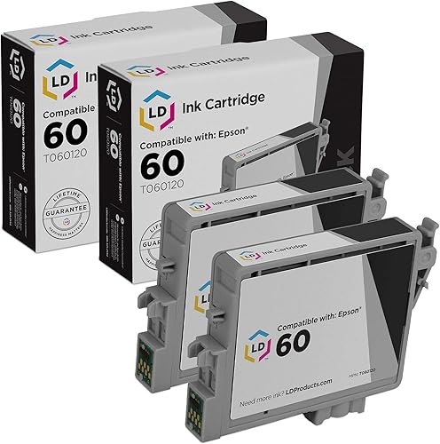 LD Recambios de cartucho de tinta remanufacturados para Epson 60 T0601 (negro, paquete de 2)
