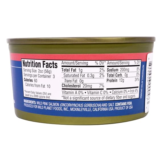 Wild Planet Wild Alaskan Pink Salmon, 6 Ounce (Pack of 12)