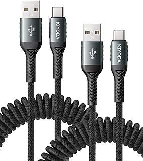 USB to USB C Cable [2Pack 3FT] Coiled USB C Cable Fast Charging 60W, USB A to USB C Cable for CarPlay, iPhone USB C Cable Durable Braided USB C Cord for iPhone 17 16 15 Pro Max/Samsung Galaxy and More
