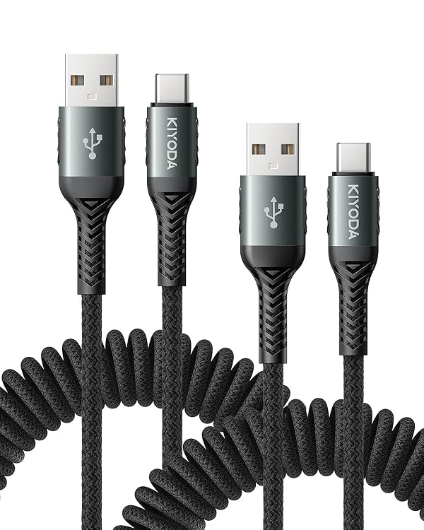 USB to USB C Cable [2Pack 3FT] Coiled USB C Cable Fast Charging 60W, USB A to USB C Cable for CarPlay, iPhone USB C Cable Durable Braided USB C Cord for iPhone 17 16 15 Pro Max/Samsung Galaxy and More by KIYODA - Used condition - US$15.72