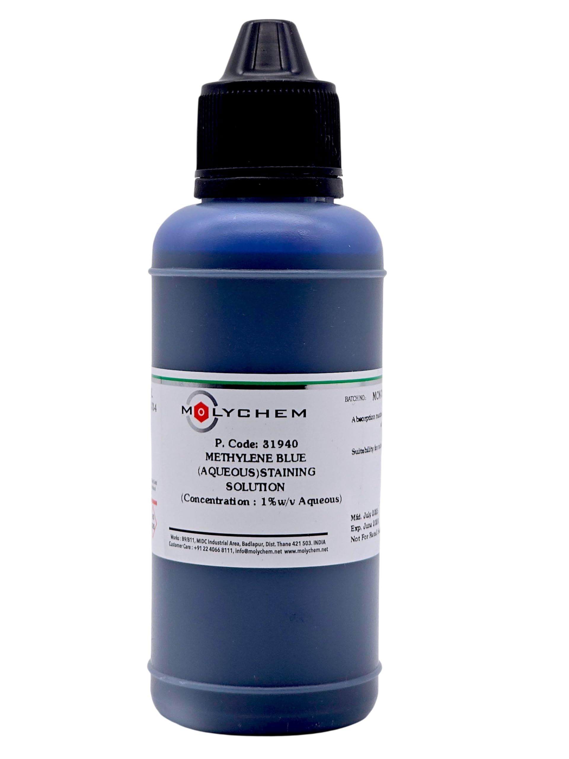 MOLYCHEM Methylene Blue 1% aq. Liquid Solution, 125ml,for laboraotry and industrial use.-image-29