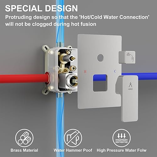 Miniatura 7 de Sistema de ducha moderno de lluvia de 12 pulgadas, juego de grifo de ducha de latón con válvula y desviador, mezclador de ducha con ducha cuadrada