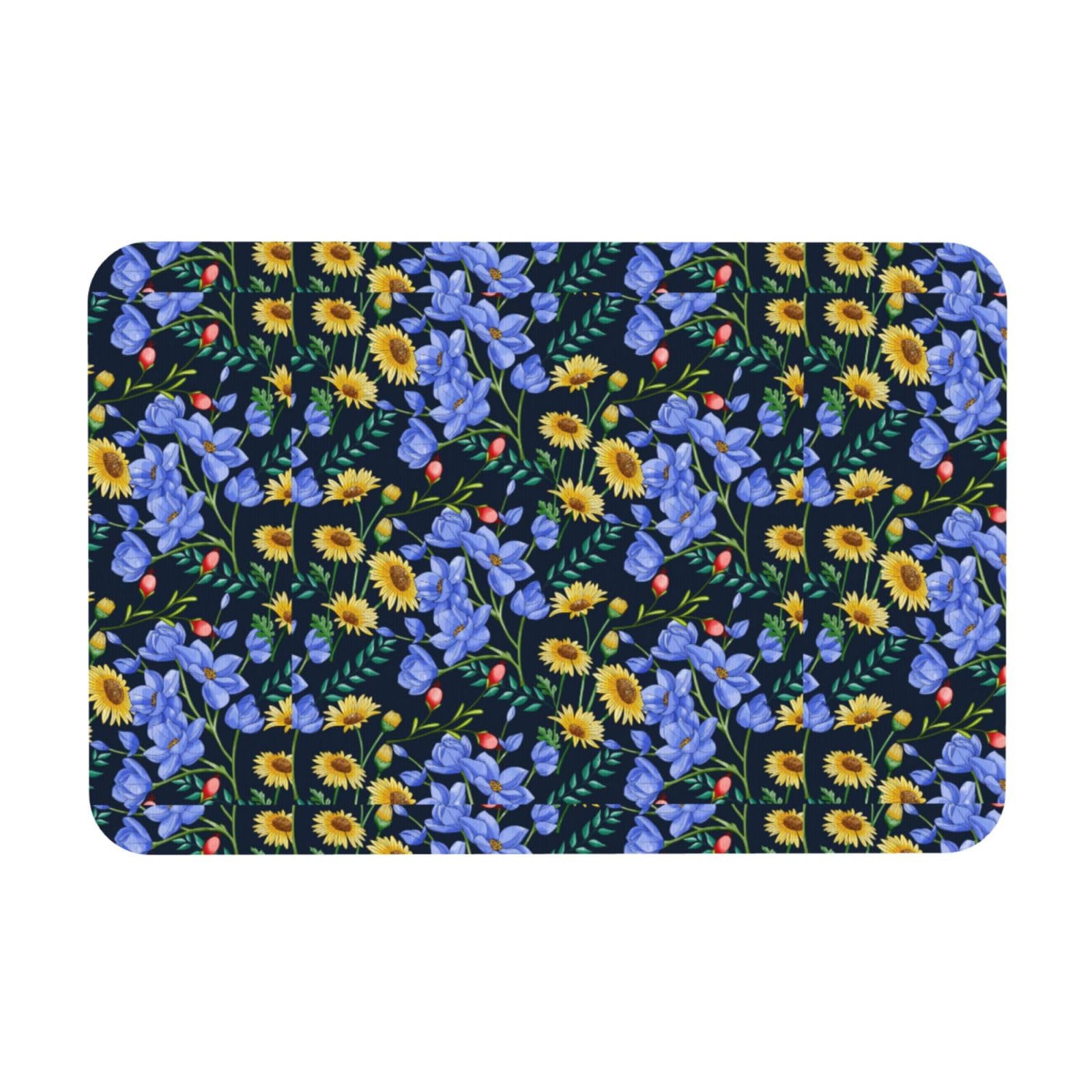 Watercolor Botanical Pattern Bath Mat Rugs Diatomaceous Earth Bath Mat Non-Slip Quick Dry Absorbent Shower Rug15×23Inch