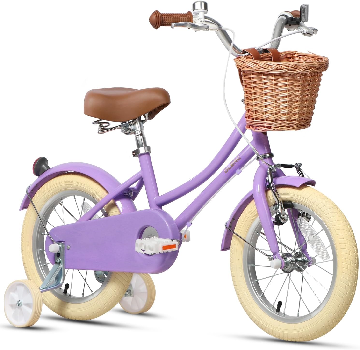 Glerc Little Molly 12-20 Inch Kids Retro Girls Bike for 2-13 Year Old with Wicker Basket & Stabilisers/Kickstand, Multiple Colors
