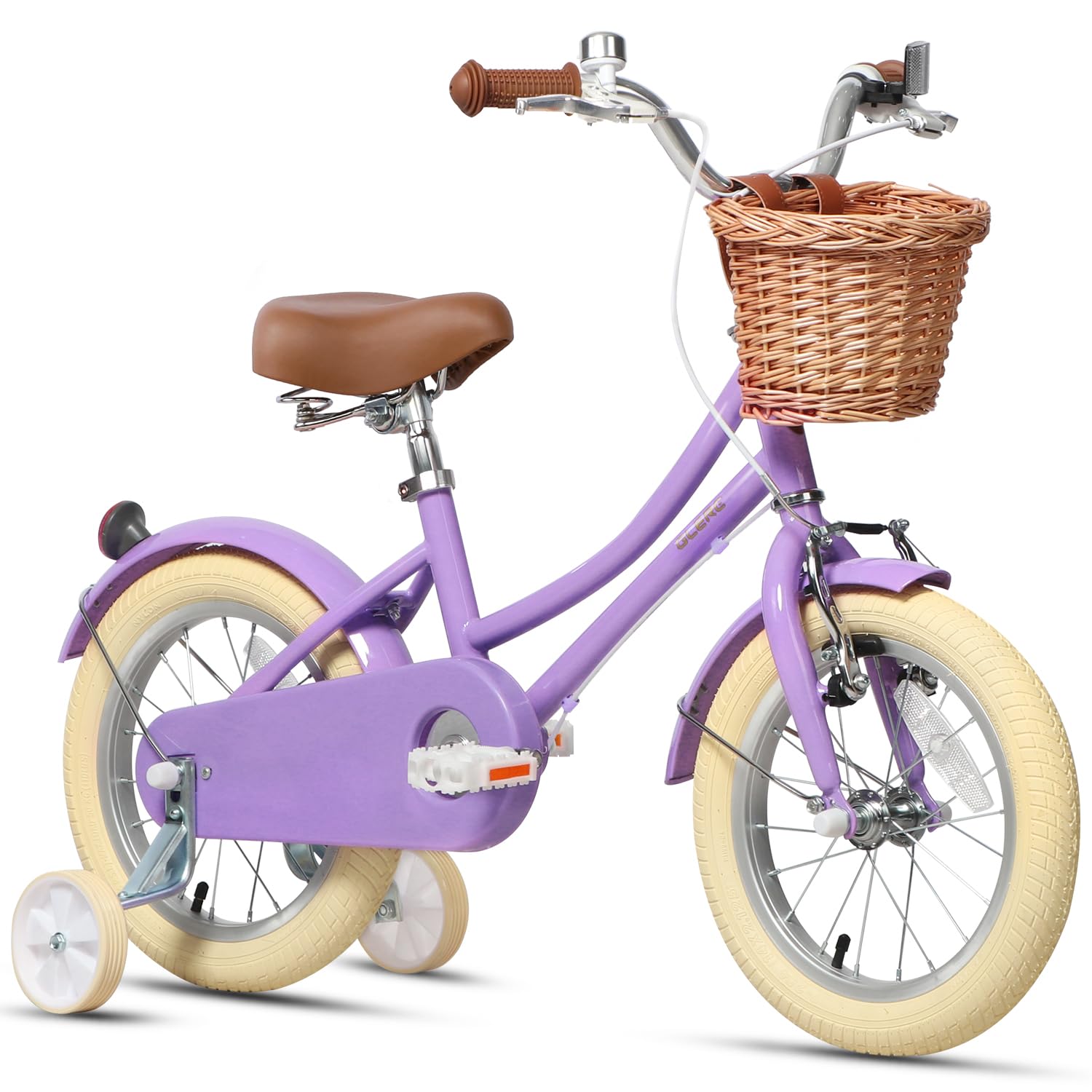 Little Molly 12-20 inch Kids Retro Cruiser Bike for 2-13 Year Old with Wicker Basket & Training Wheels/Kickstand, Mutiple Colors