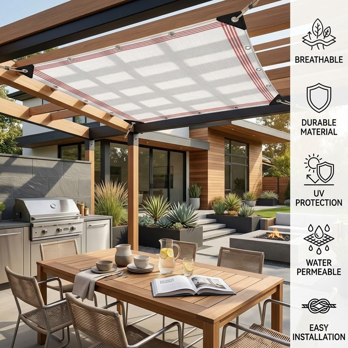 Sonnensegel für draußen Weiß, wasserfest, UV 50% Schutz, verschiedene Größen 2x3m, 3x4m, 3x5m, 2x4m perfekt für Garten Balkon Terrasse (3x3m)