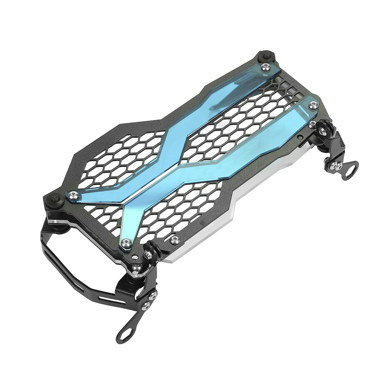Griglia Protettiva Per Faro Moto BMW R1250GS ADV 2021, In Acciaio Inox E Acrilico, Colore Blu