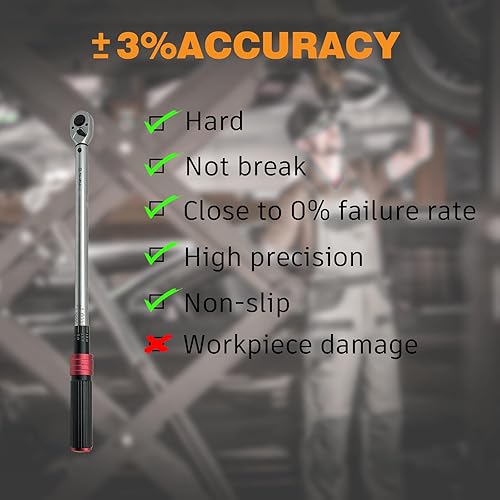 Miniatura 6 de Llave dinamométrica de 12 pulgada 25-250 ft-lb  33.75-337.5N.M  90 Taleación de aluminioresistenteprofesionaldoble dirección  Cr-Mocoche de