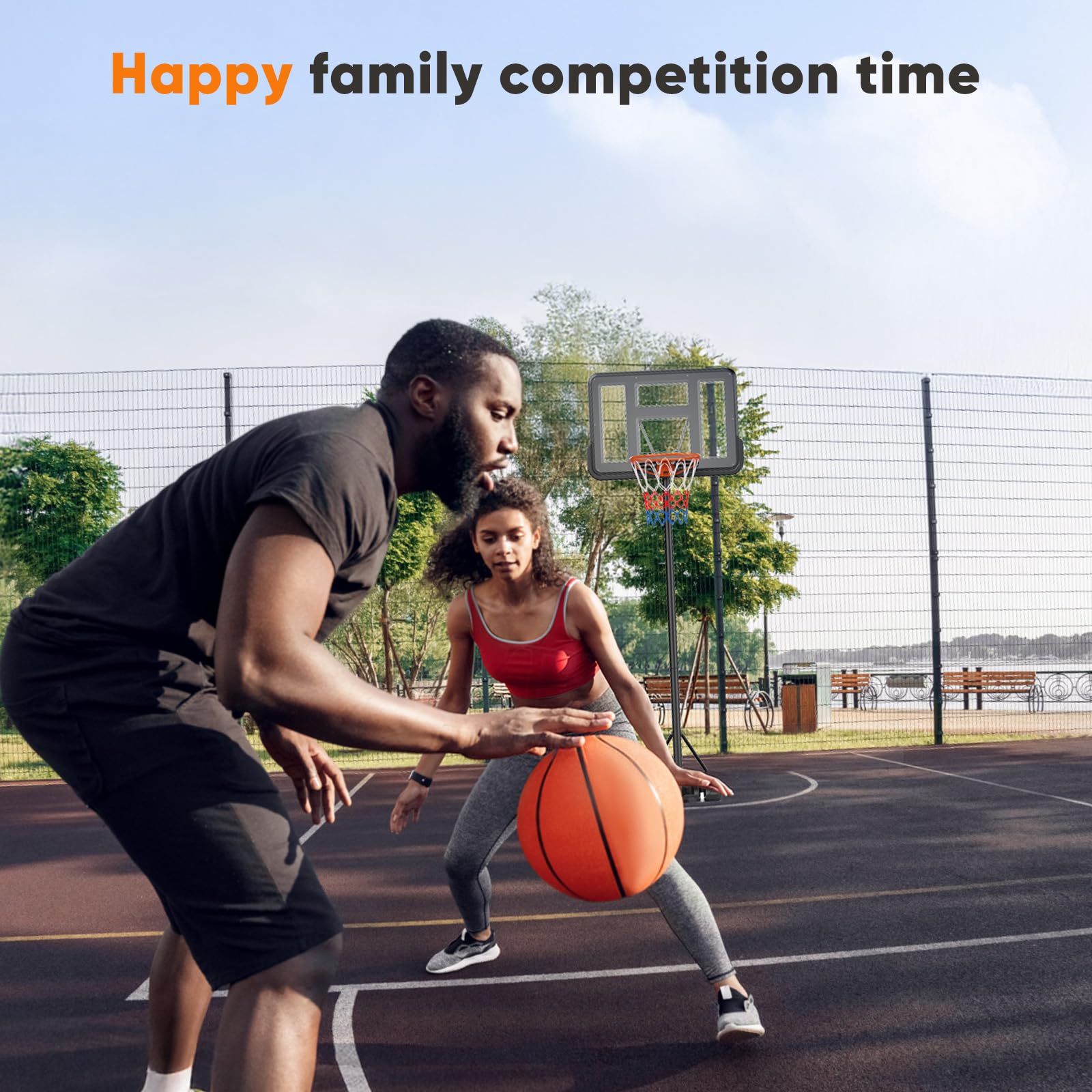Basketballkorb für draußen, höhenverstellbar von 128 bis 305 cm, Basketballständer mit Rädern, geeignet für Jugendliche und Erwachsene