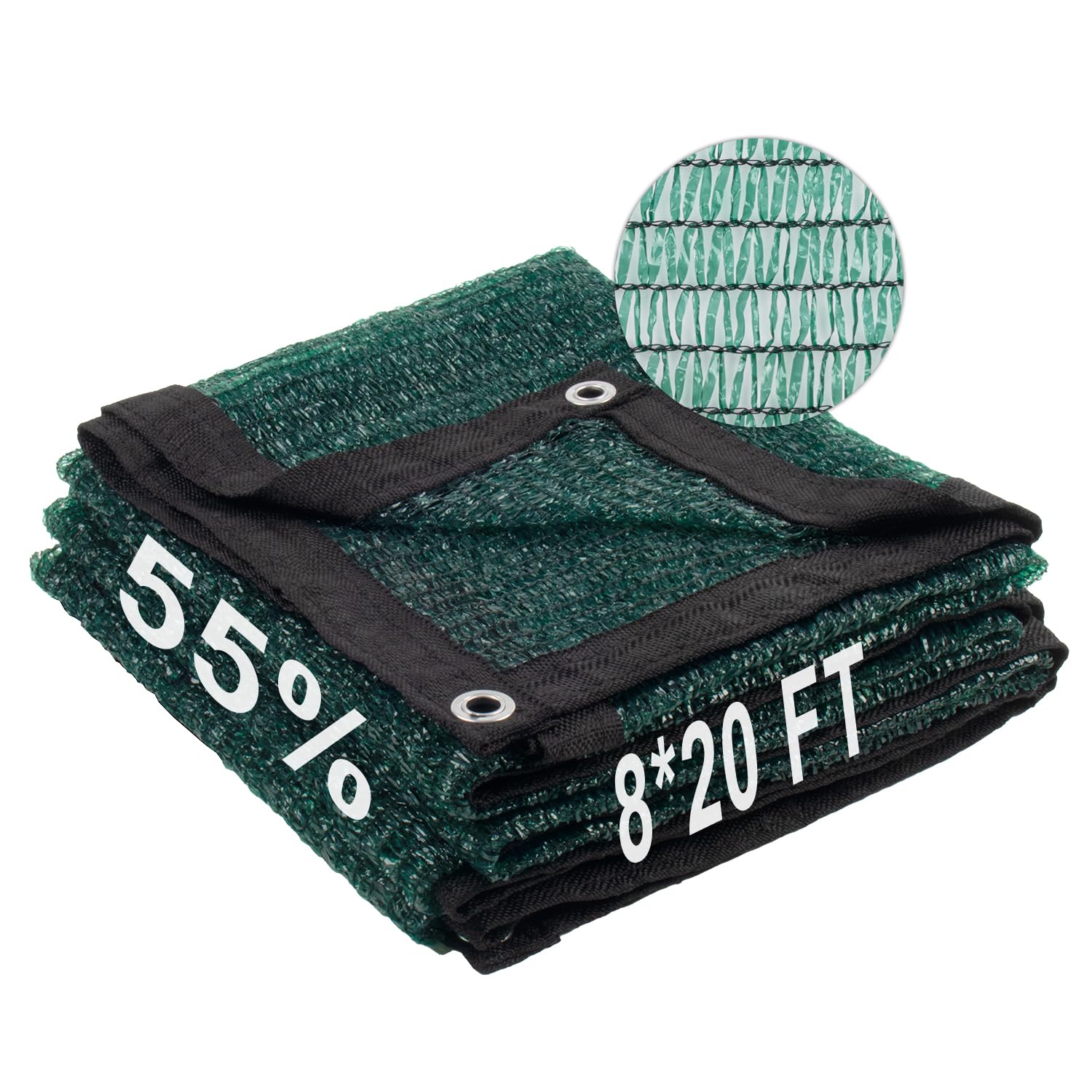 LOVE STORY 8x20FT 55% Dark Green Shade Cloth Sun Shade Net with Grommets Sunblock Net Mesh Tarp for Garden,Plants Cover,Greenhouse and Patio