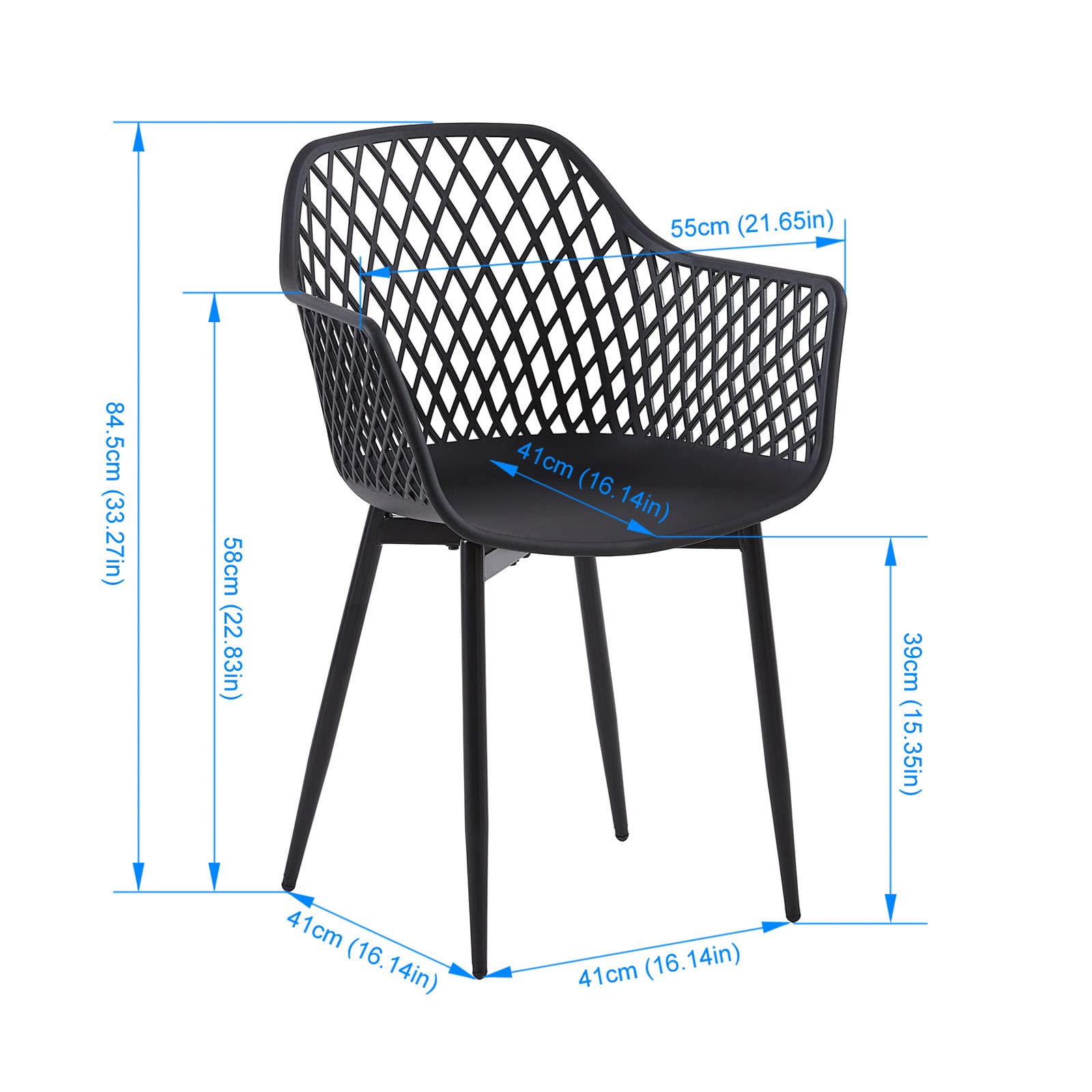 buybyroom Juego de 2 sillas de jardín, sillas de jardín para exteriores, muebles de balcón, sillas de salón para exteriores, para balcón pequeño, sillas de terraza, soporta 120 kg, color negro