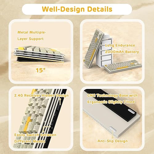 Miniatura 9 de AKC087 Teclado mecánico inalámbrico, 87 teclas compacto TKL teclado para juegos, BT5.02.4Gteclado con cable al 75%, teclado mecánico intercambiable