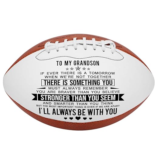 Engraved Footballs for Son from Mom - Personalized Composite Leather American Football - Anniversary Christmas Graduation Gifts for Son