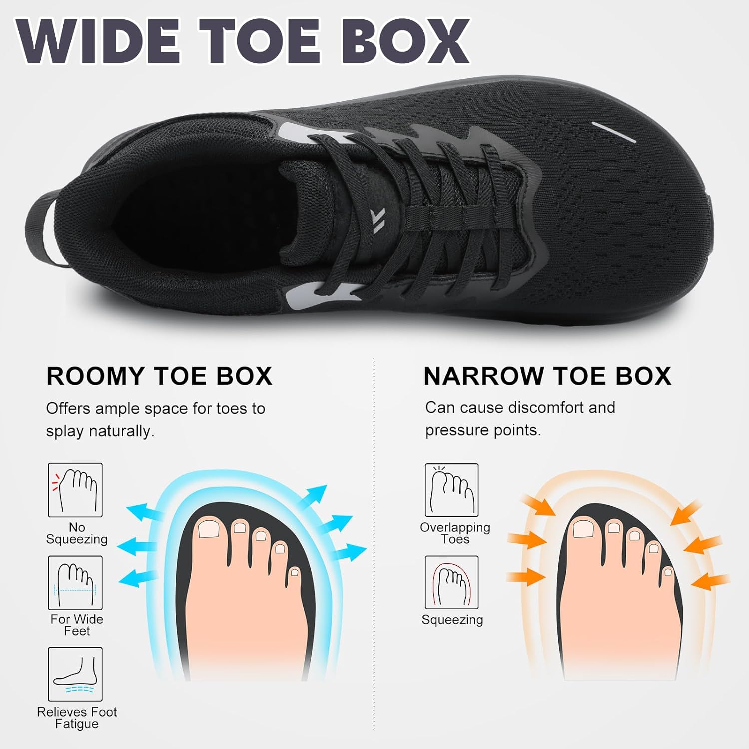 relxfeet Men’s Wide Toe Box Slip On Walking Shoes Lightweight Cushioned Sneakers for Running Tennis Gym Workout Non Slip Breathable Athletic Shoes - Image 3