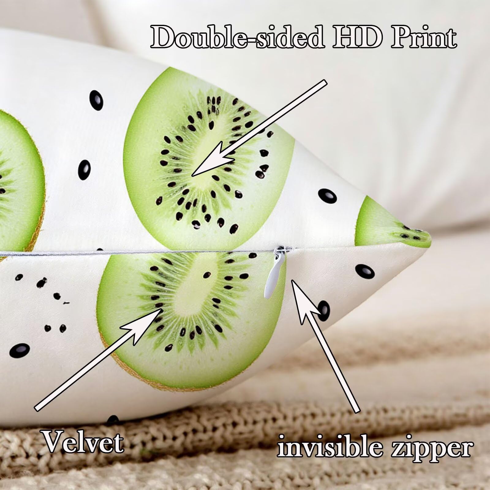 Federe per Cuscino, Cuscini per Divano 65x65cm Set di 2 verde kiwi