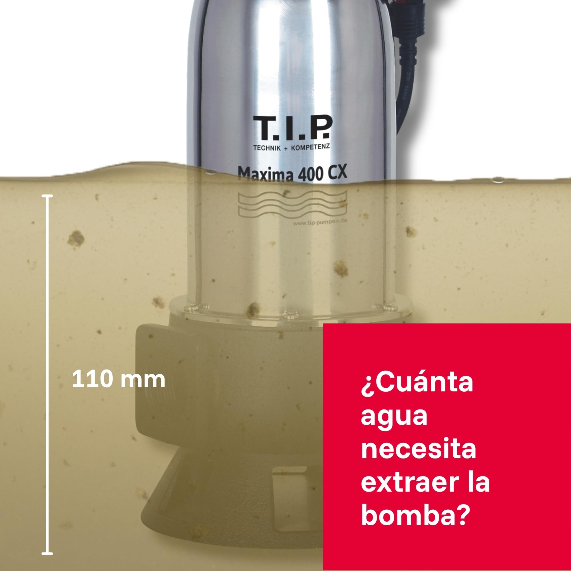 T.I.P. 30140 Bomba de inmersión, bomba empotrada para aguas residuales Maxima 400 SX