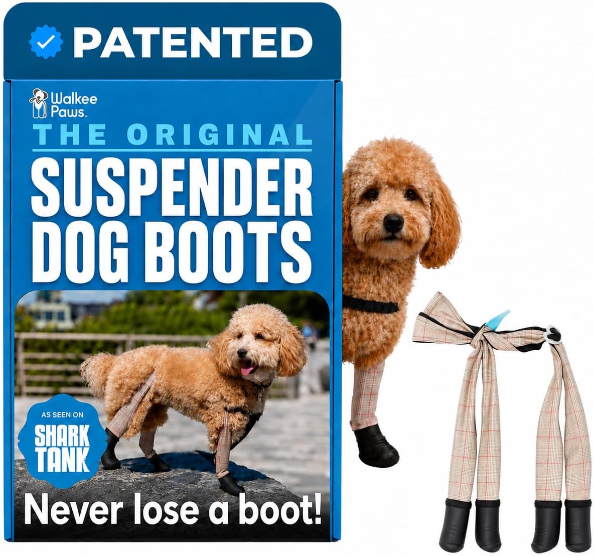 Walkee Paws Dog Snow Boots for Winter, Booties & Leggings, Plaid, Large