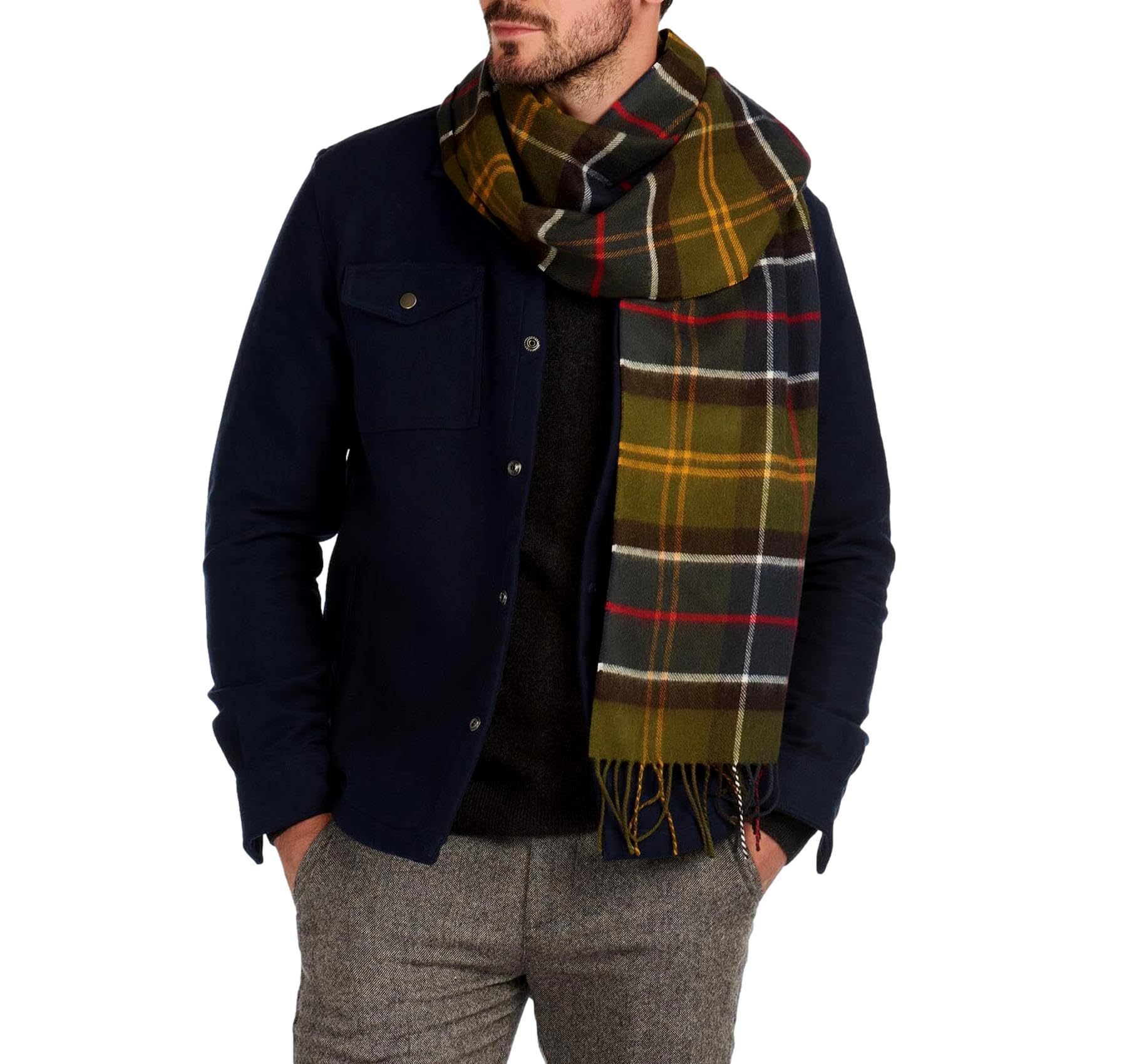 Barbour Sciarpa Verde Lana Uomo