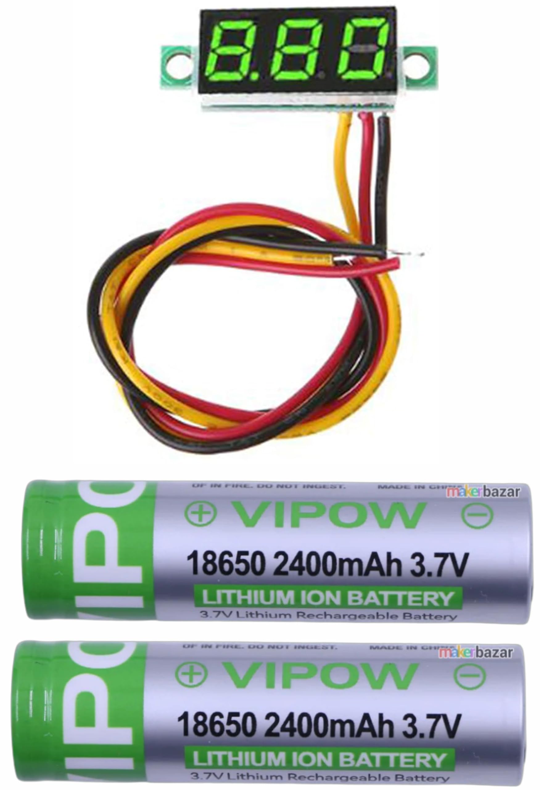 3-Wire DC Voltmeter Indicator LED Display Panel 3.5-100V | Digital Voltage Meter, 3.7V 2400mAh Battery, Ultra Fast Charge, Pack of 3, Rechargeable-image-24