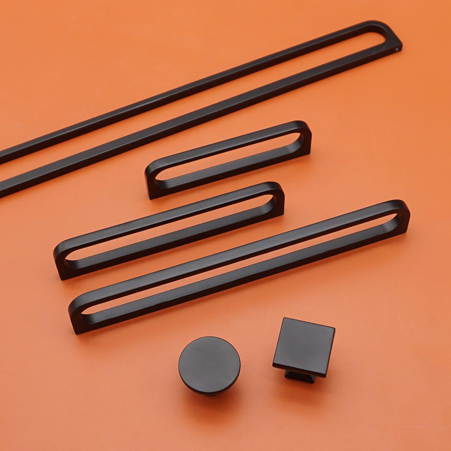 LBFEEL Unique Cabinet Pulls Handle Modern Square Black Drawer Knob Pull Bathroom Drawer Knob Hardware (4, 6.3" Hole Centers)
