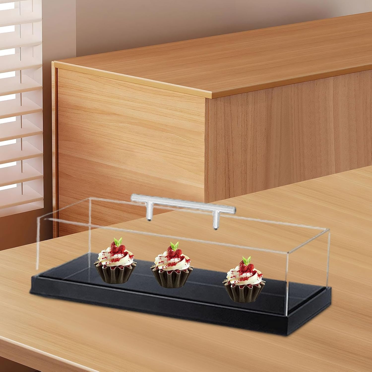 Acrylic Organizer for Food Presentation, Display Case with Lid, Rectangular Serving Box for Events and Gatherings, Style B