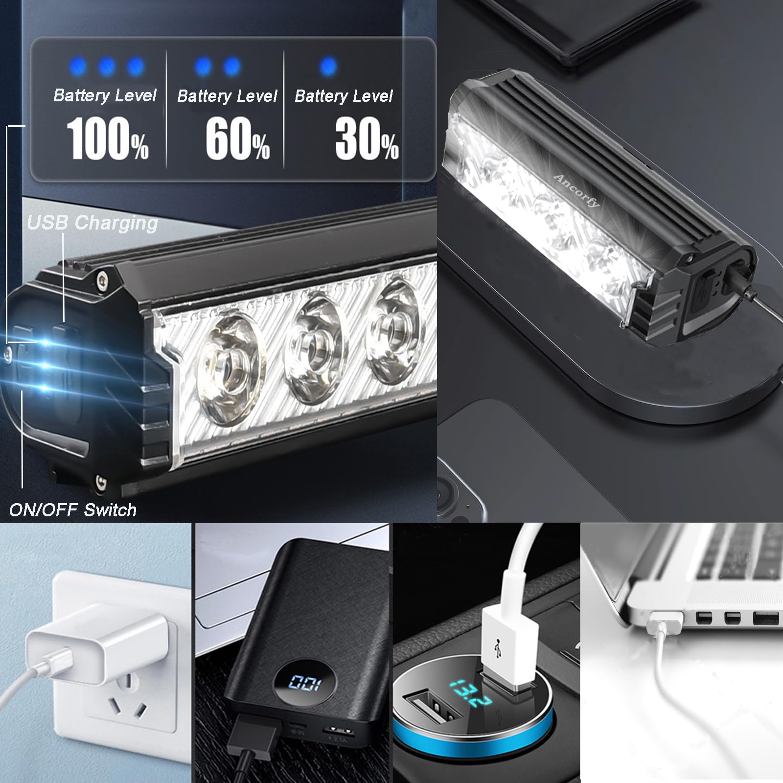 Super Bright LED Bike Light, USB Ricaricabile Bicicletta Faro, Impermeabile Bike Headlight, 5 Modalità 2800 Lumen Bicicletta Faro, MTB Off-Road Ciclismo Pendolari