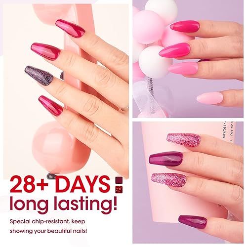 Miniatura 6 de Gellen Kit de polvo de inmersión para uñas, 12 colores calienterosa claro, rojo, kit de iniciación de uñas de inmersión rosa, rosa, rosa, rojo,