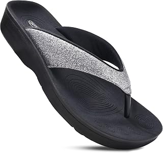 AEROTHOTIC Comfy Arch Support Flip Flops for Women Orthopedic Slip on Sandals