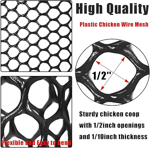Miniatura 3 de Malla de alambre de plástico ABS de 15.7 pulgadas x 33 pies, valla de aves de corral, alambre de esgrima hexagonal para jardinería, red de barrera