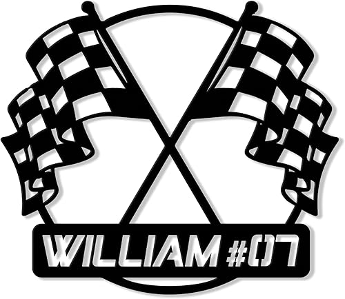 Miniatura 17 de Letrero de metal personalizado de carreras – Decoración de pared con nombre personalizado para dormitorio, garaje o cueva de hombre – Regalo para