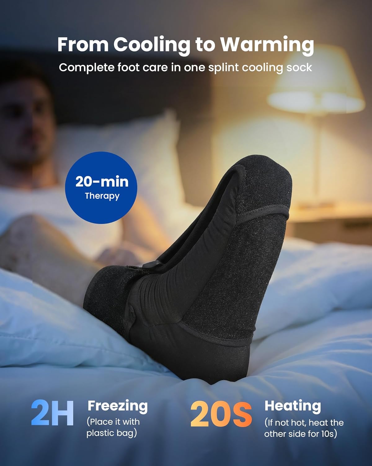 Tolaccea Plantar Fasciitis Night Splint Ice Pack Sock with Full Foot Ice Gel & Enhanced Cooling Arch Gel Pack, Adjustable Foot Splint for Women & Men for Foot Drop & Heel Pain - Image 6