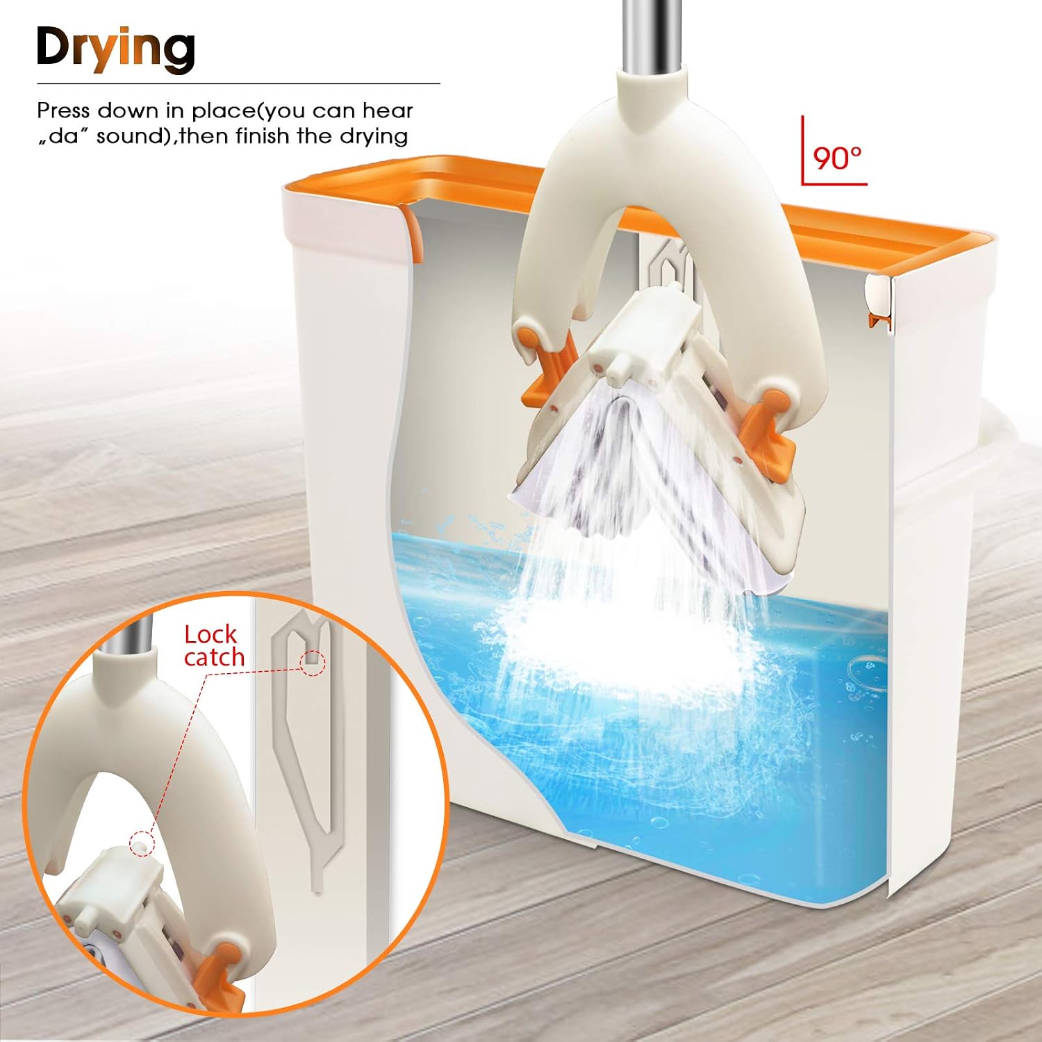 MASTERTOP Sponge Mop and Bucket Set - Sponge Mop for Floors Walls Tile Floors Shower Rubber Floor, Mop with Wringer Bucket for Home, 3 Pcs Super Absorbent PVA Sponge
