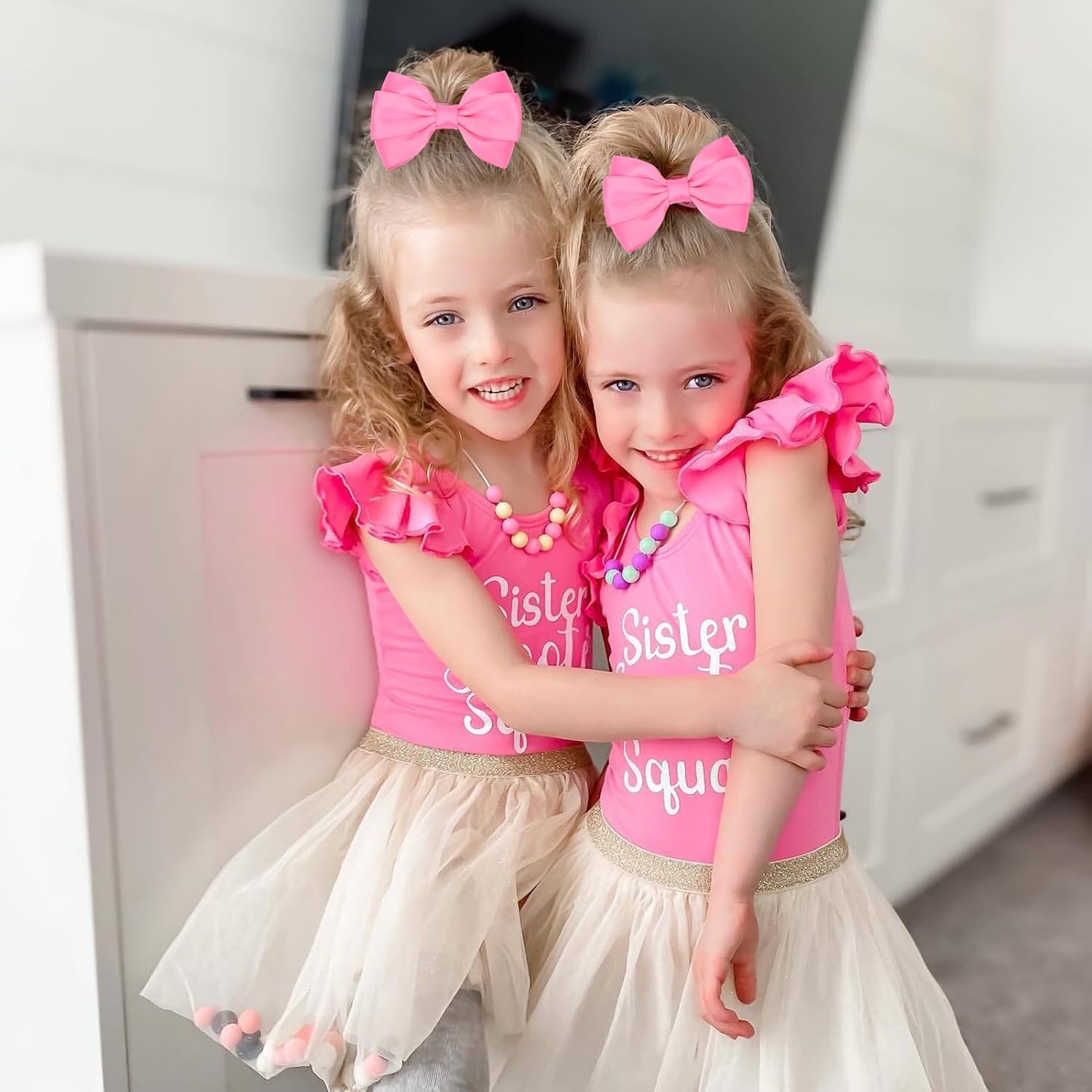 4.5 Inches Hair Bows for Girls Thick Ribbon Boutique Alligator Clips Hair Accessories for Baby Girls Toddlers Kids Teens 2 Pcs (Deep Pink) image 2